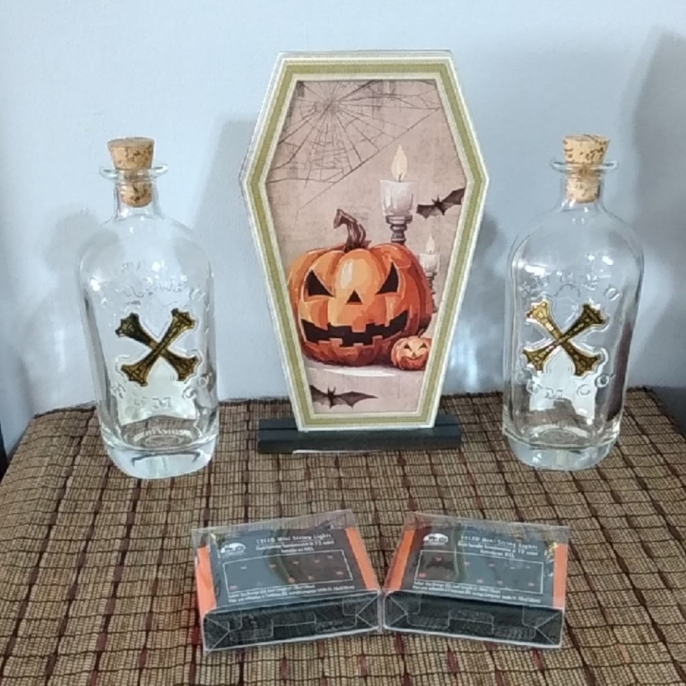 Halloween Themed Glass Bottles with Cork Stoppers